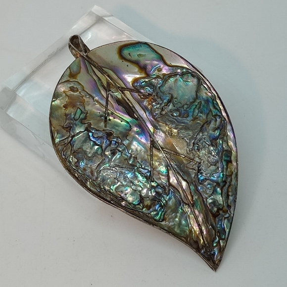 * vintage 925 Taxco Cuernavaca   Mexico abalone inlay leaf pin brooch - Picture 1 of 6